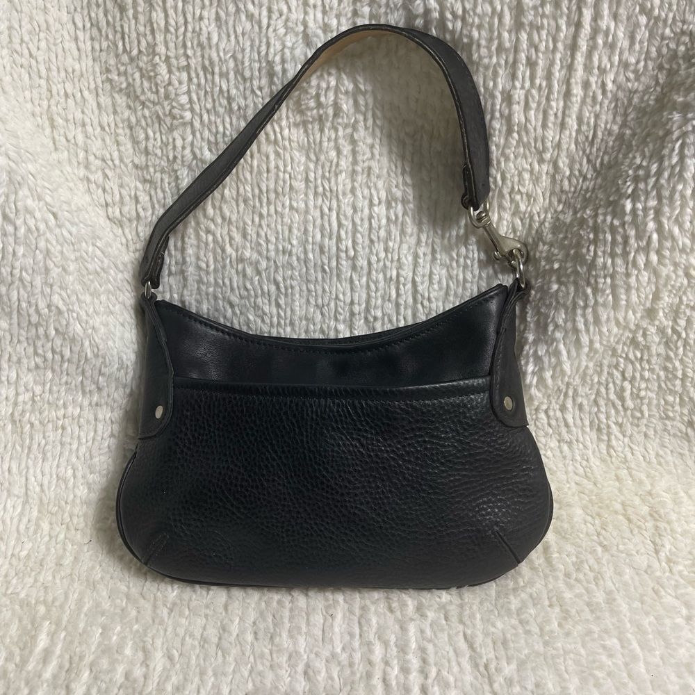 Coach 9604 Black pebble leather brass toggle Dog leash strap mini Satchel